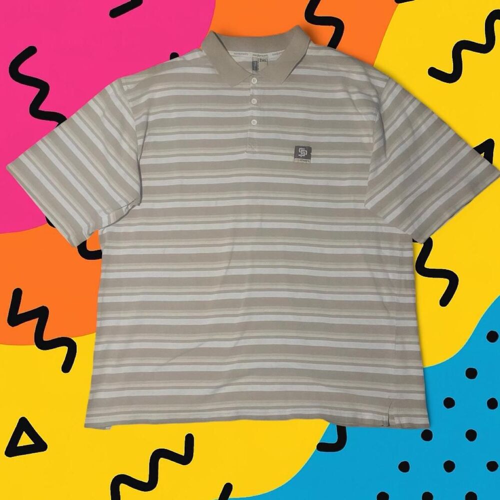 Y2K Vintage State Property Striped Polo – Oversized Baggy Streetwear 2XL